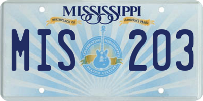 MS license plate MIS203