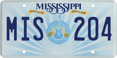 MS license plate MIS204