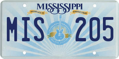 MS license plate MIS205