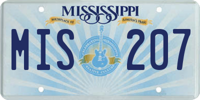 MS license plate MIS207