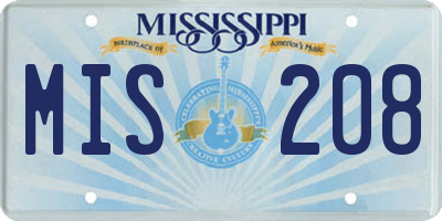 MS license plate MIS208