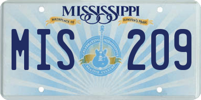 MS license plate MIS209