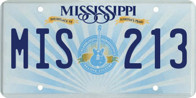 MS license plate MIS213