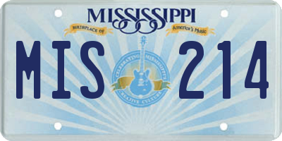 MS license plate MIS214