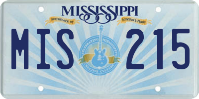MS license plate MIS215