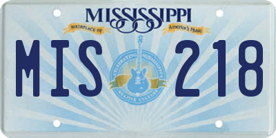 MS license plate MIS218