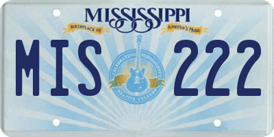 MS license plate MIS222
