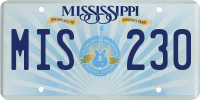 MS license plate MIS230