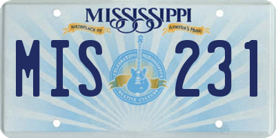 MS license plate MIS231