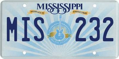 MS license plate MIS232