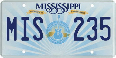 MS license plate MIS235