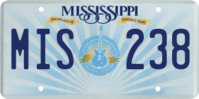 MS license plate MIS238