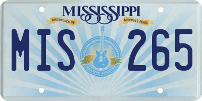 MS license plate MIS265