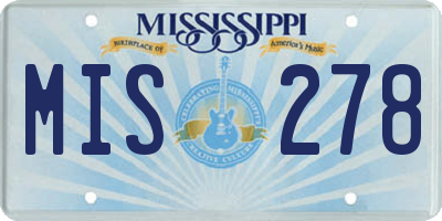 MS license plate MIS278