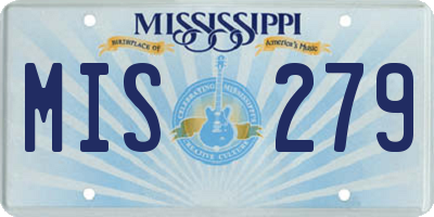 MS license plate MIS279