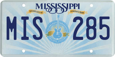 MS license plate MIS285