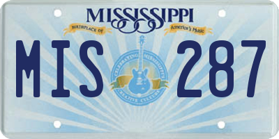 MS license plate MIS287