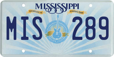 MS license plate MIS289