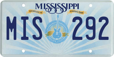 MS license plate MIS292
