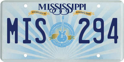 MS license plate MIS294