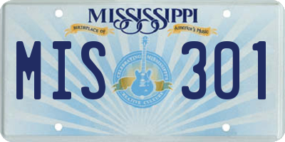 MS license plate MIS301