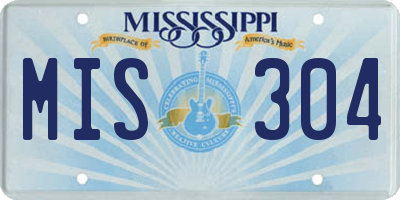 MS license plate MIS304