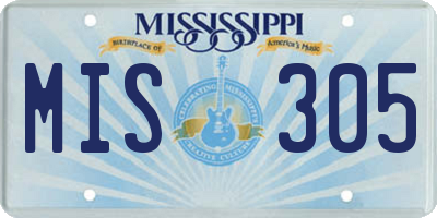MS license plate MIS305