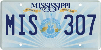 MS license plate MIS307