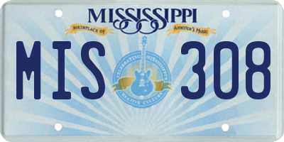 MS license plate MIS308
