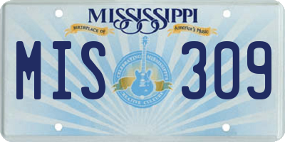 MS license plate MIS309