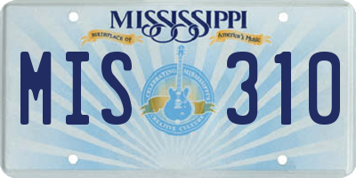 MS license plate MIS310