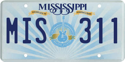 MS license plate MIS311