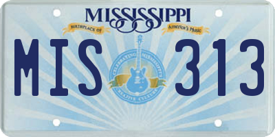 MS license plate MIS313
