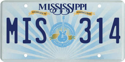MS license plate MIS314