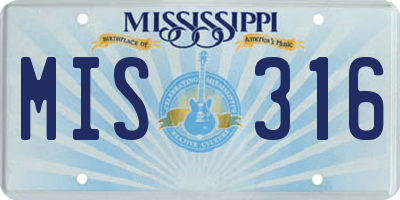 MS license plate MIS316