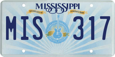 MS license plate MIS317