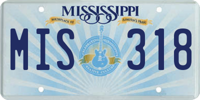 MS license plate MIS318
