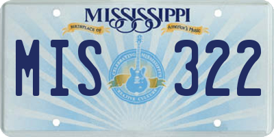 MS license plate MIS322