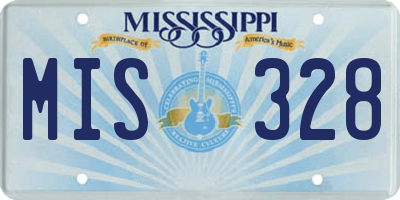 MS license plate MIS328