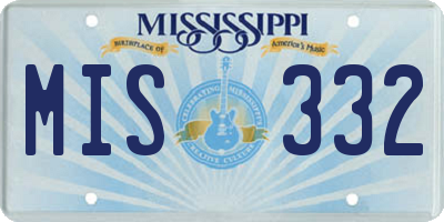 MS license plate MIS332