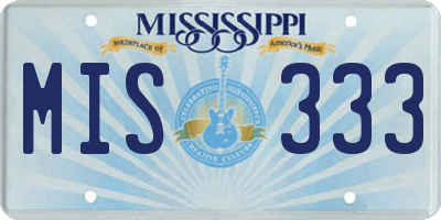 MS license plate MIS333