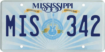 MS license plate MIS342