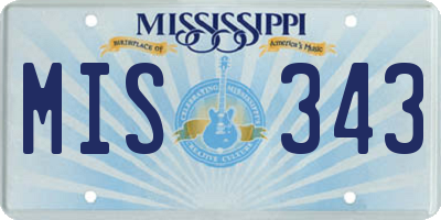 MS license plate MIS343