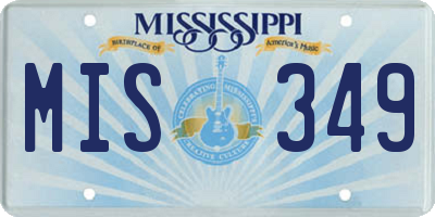 MS license plate MIS349