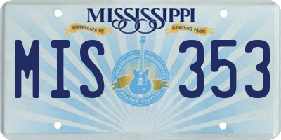 MS license plate MIS353