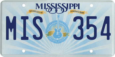 MS license plate MIS354