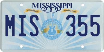MS license plate MIS355