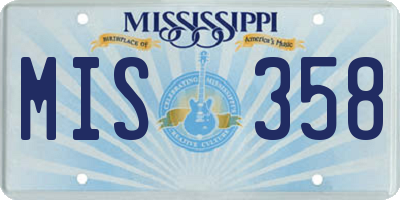 MS license plate MIS358