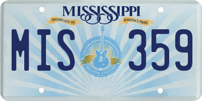MS license plate MIS359