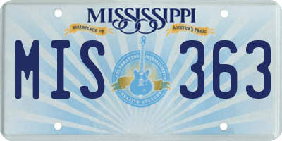 MS license plate MIS363